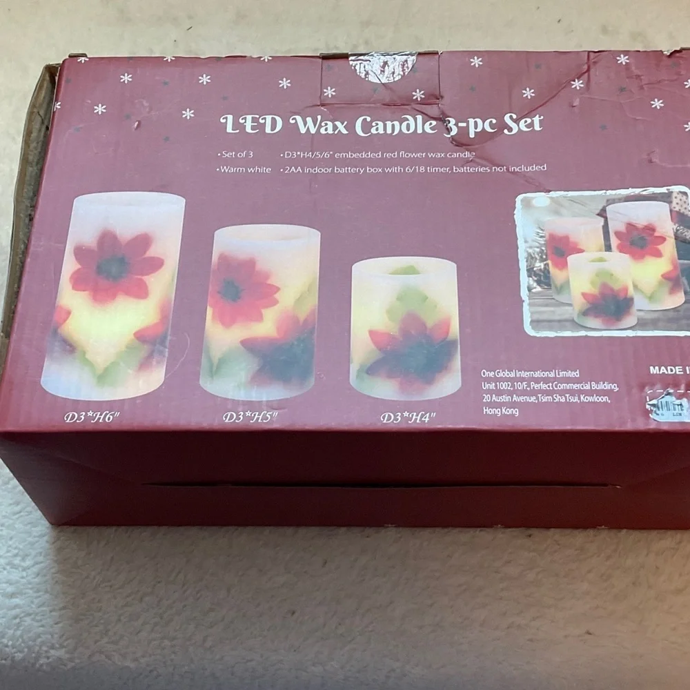 LED Wax Candle Set - Festive Red and White
